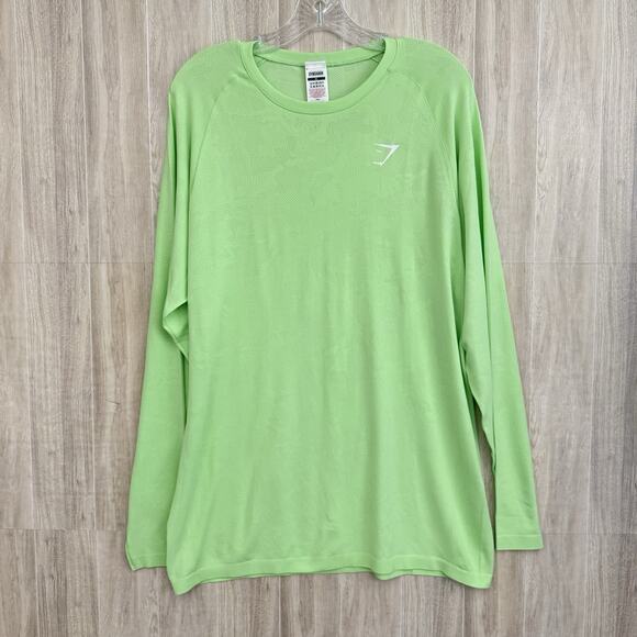 Gymshark Geo Seamless T-shirt Mens XL Neon Green Camo Texture Gym Workout NWOT - Picture 4 of 13